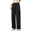 Warrior Casual Pants for Men, Winter Fleece-Lined Straight Wide-Leg Trousers, Men's Sports Sweatpants, Warm Long Pants for Men, Black XL