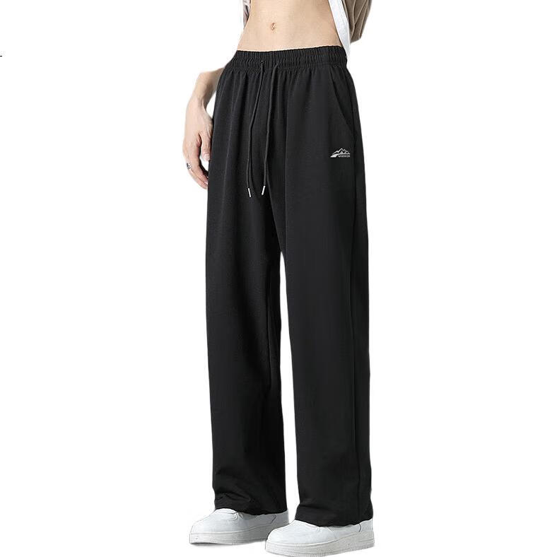 Warrior Casual Pants for Men, Winter Fleece-Lined Straight Wide-Leg Trousers, Men's Sports Sweatpants, Warm Long Pants for Men, Black XL