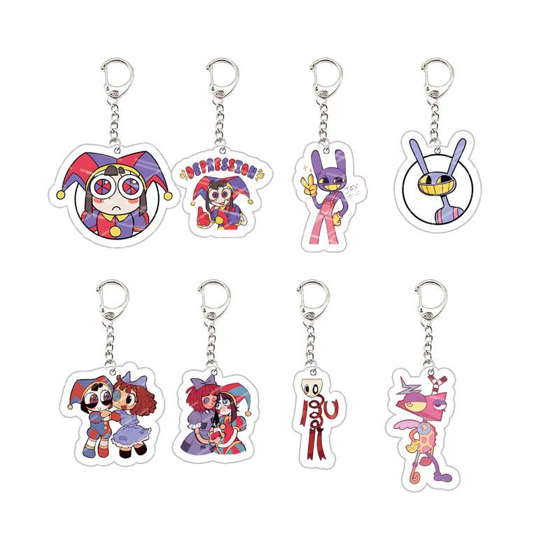 Acryl De Verbazingwekkende Digitale Circus Sleutelhanger Pomni Jax Ragatha Gangle Kinger Sleutelhanger Sleutelketting voor Accessoires Tas Fans Cadeau