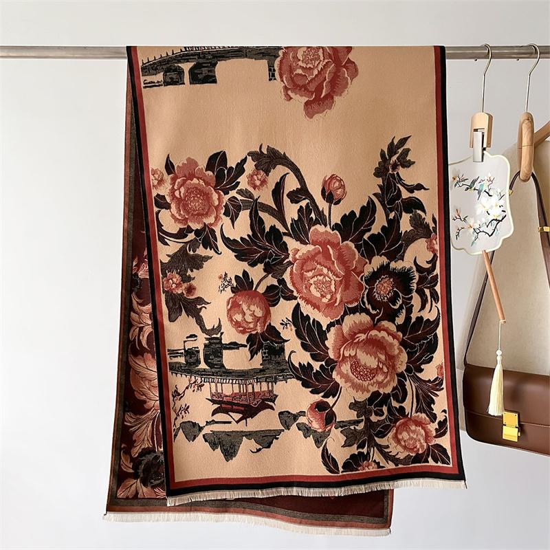 Luxury Winter Cashmere Scarf Women  Design Warm Pashmina Blanket Poncho Scarves Female Shawl Wraps Thick Foulard Bufanda