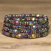 Rainbow Hematite & Crystal Bead Bracelet – Iridescent Boho Jewelry, Energy Balance Gift for Men & Women