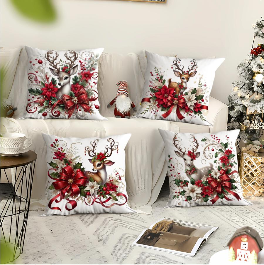 Christmas Themed Pillowcase, Christmas Elk Print Pillowcase, High-looking Car Pillowcase