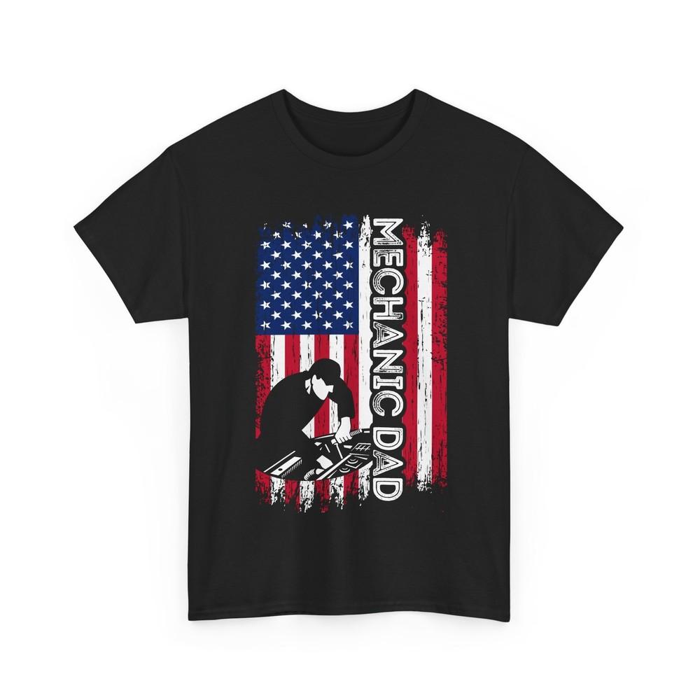 Mechanic Dad American Flag Shirt, Mechanics Lovers Handyman Father‘s Day Shirt
