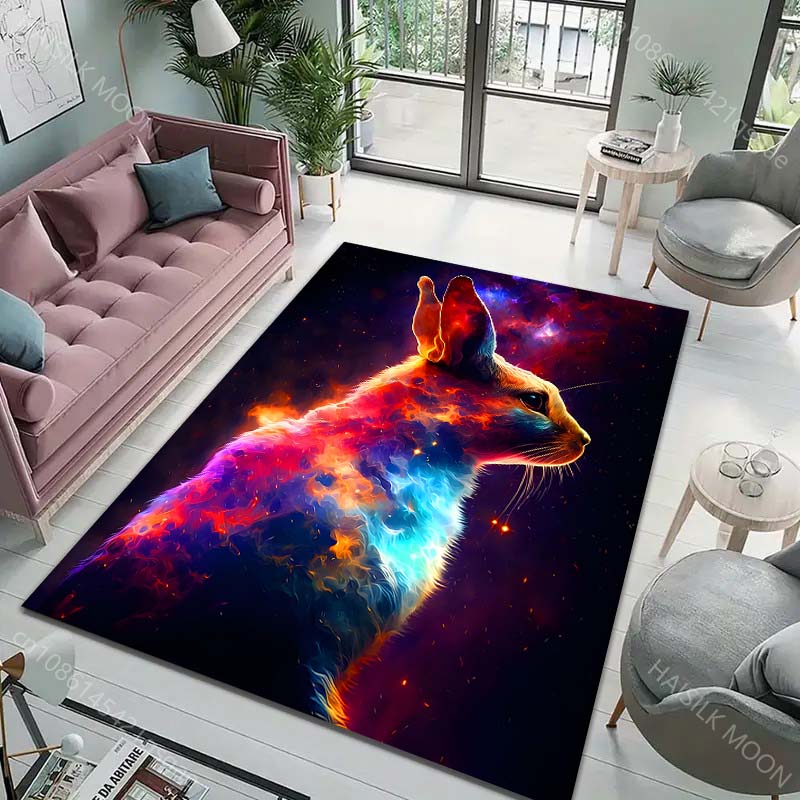 Multiple sizes Colorful space rabbit side view Carpet for Living Room Bedroom Sofa Home Decor Rug Non-slip Floor Mat Luxury Gift