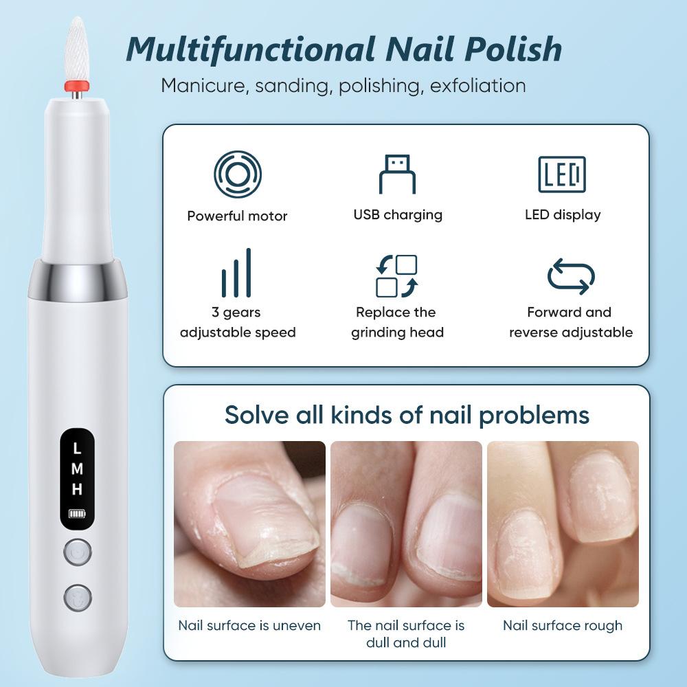 Professional Electric Nail Drill And Nail File Machine - Manicure Drill For Polish Grinding Art With Dead-Skin-Removal Bits