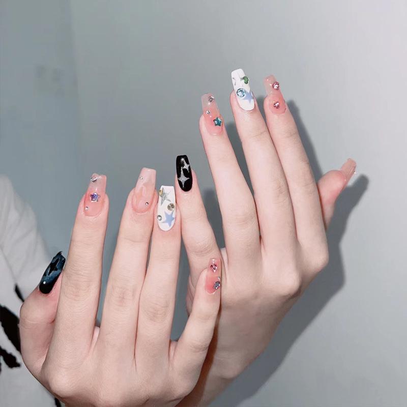 

Medium Long Star Diamond Nail Art Stickers - Ins Style Glue Set