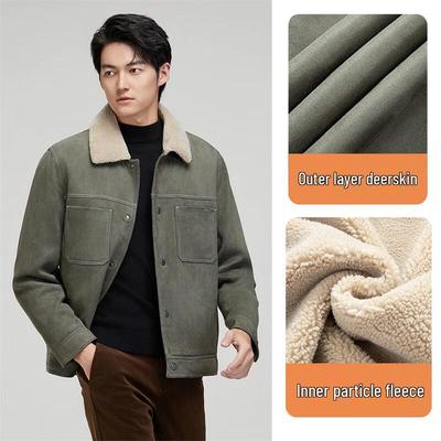 Men's Faux Suede Fleece Lined Casual Jacket FMQS2339