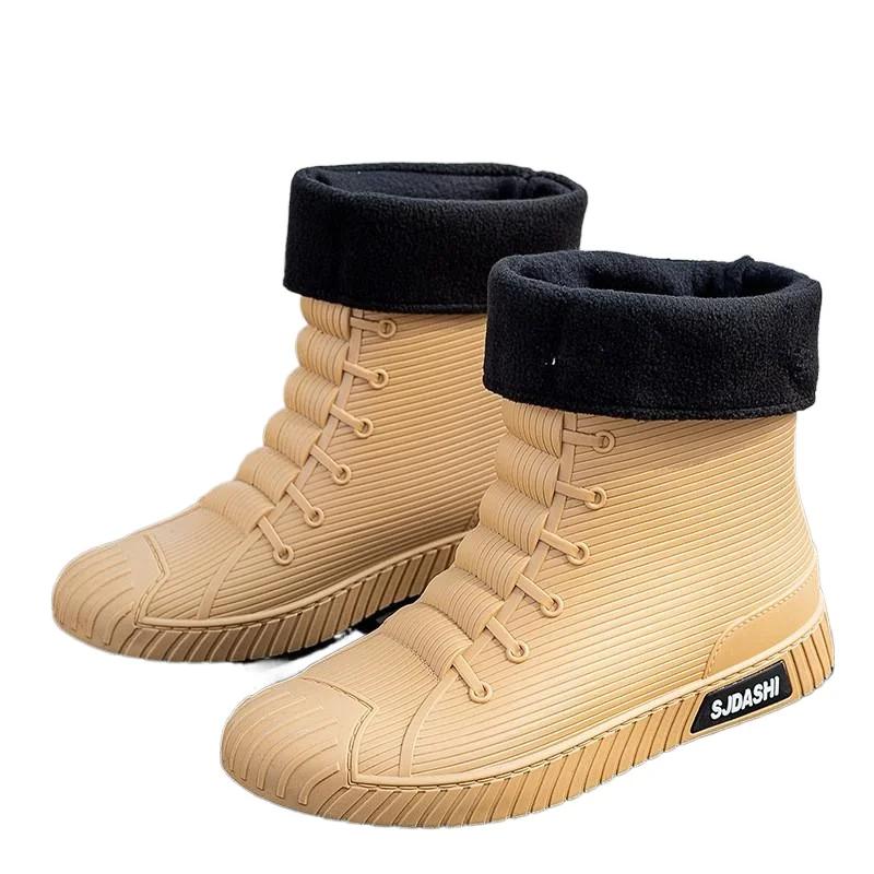 

Модные новые резиновые мужские сапоги, трендовые мужские резиновые сапоги, обувь для улицы на платформе, водонепроницаемые рабочие мужские ботинки, однотонные ботинки Bota Masculina 45