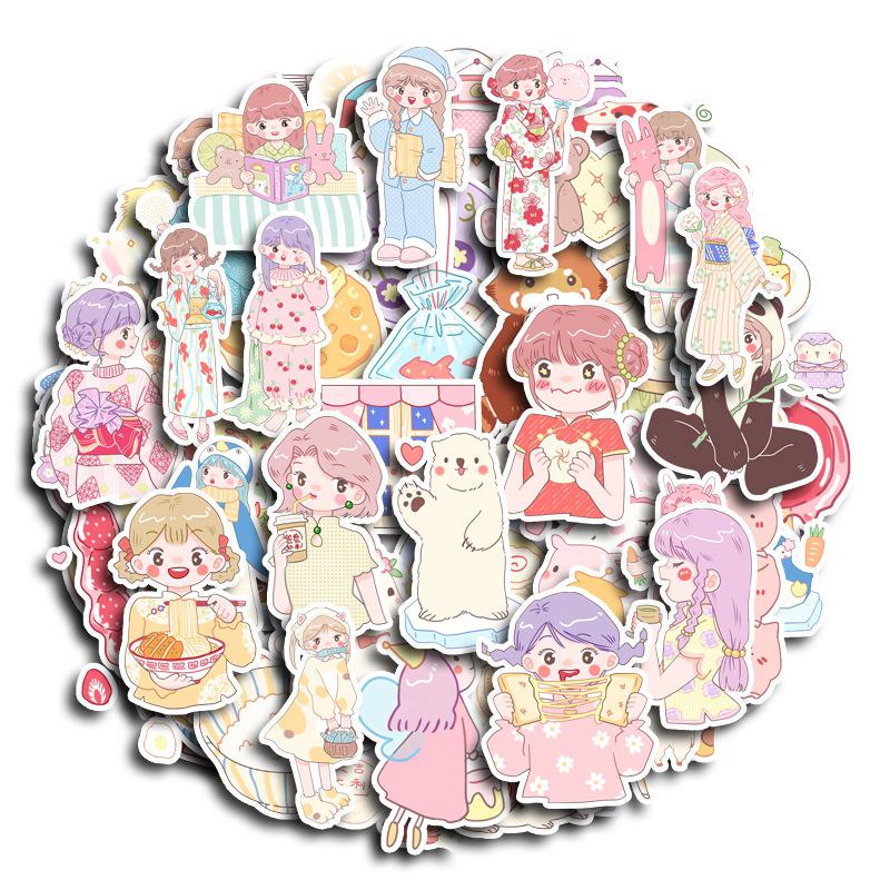 

Good Night Overture: 80 Cute Girl Cartoon Stickers for Diary, Suitcase, Phone, and Kids Decoration - Waterproof Design