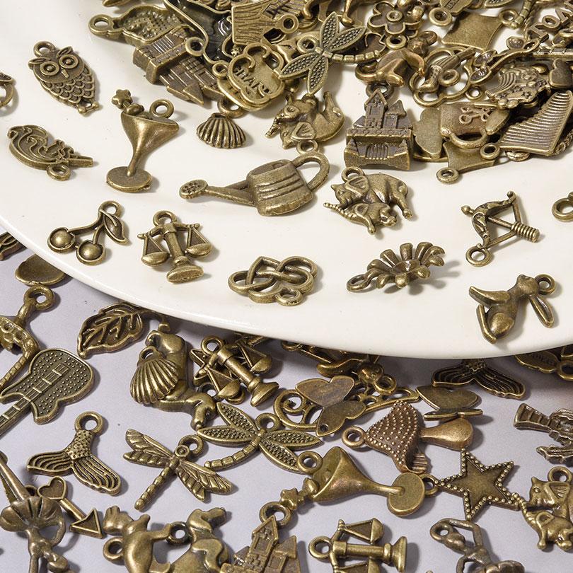 Ancient Bronze Color Metal Cute Charms For Jewelry Making Supplies Wings Animal Starfish Alloy Pendants DIY Bracelets Materials