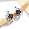 Elegant Fancy Designer Silver Earring Ring for Women Natural Precious Diffusion Sapphire Gems Fine Jewelry Wedding Party Gift