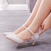 5cm Hvite Tynn Hæl Spisse Sandaler Middels-lav Hæl Sandaler i Stor Størrelse Damesko Bryllupssko Brudesko Stor Størrelse Liten Størrelse