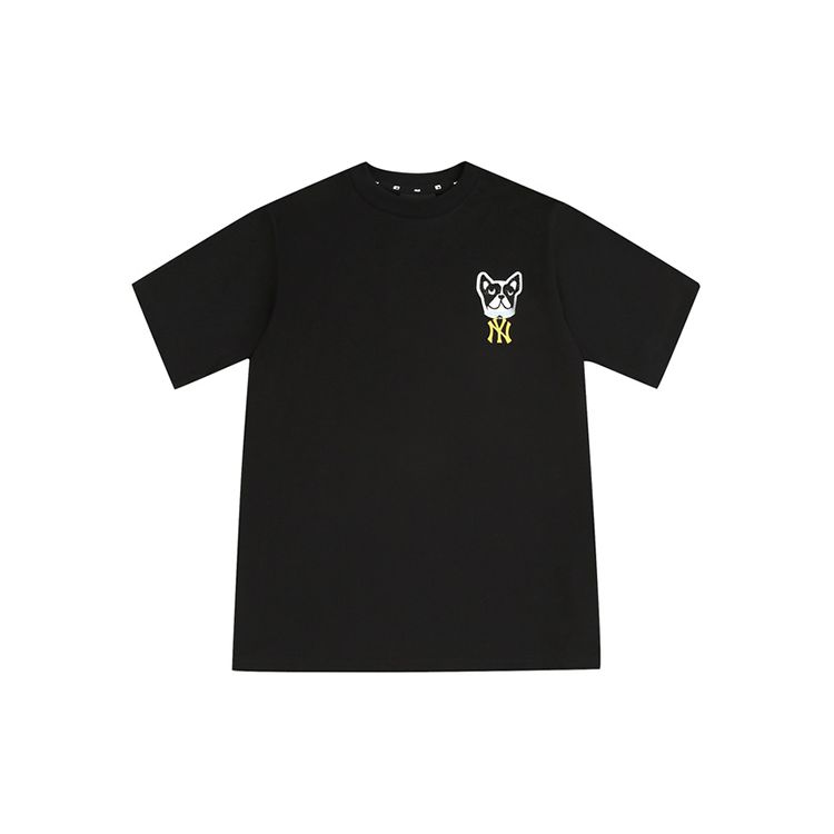 MLB New York Yankees Basic Gestickter Print Unifarbener Hund Kurzarm-T-Shirt Unisex Oberteile Schwarz 31TSC1031-50L XXL
