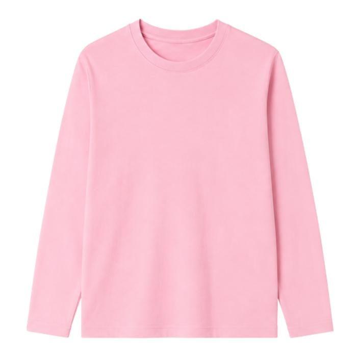 Tee-Shirt Manches Longues Uni Enfant - 100% Coton - Rose - Rose