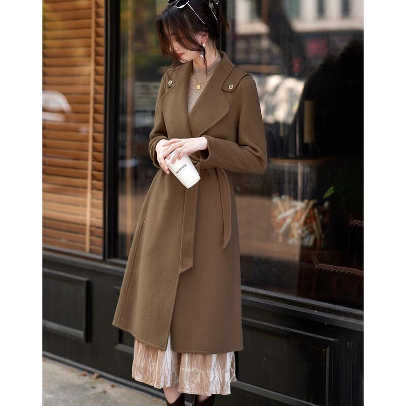 Sishuinianhua Women's Elegant Mid-Length Wool Coat