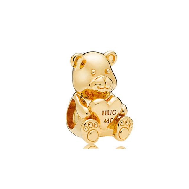 S925 Sterling Silver Shiny Gold Series Crown Lovely Pig Life Tree Beads Fit Original Bracelet DIY Women's Jewelry