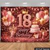 2D 18th Birthday Photography Background, Rose Gold Themed Party Backdrop Banner