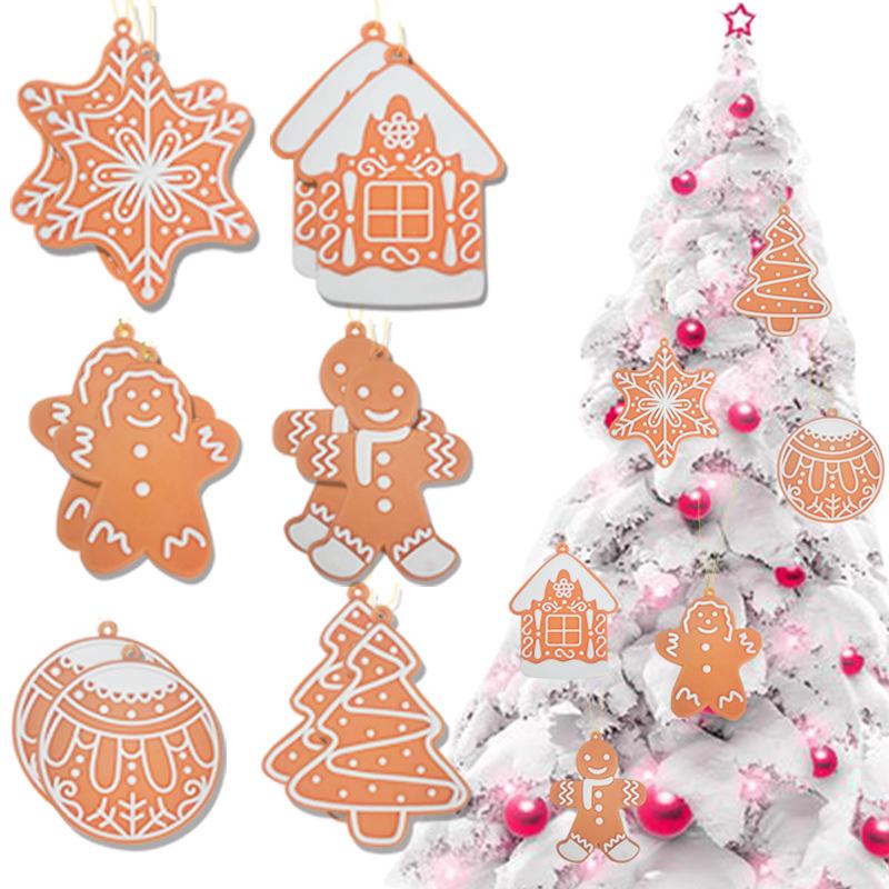Gingerbread Man & Santa Claus Christmas Tree Ornaments Set - 12 Pieces, In Stock and Ready to Ship