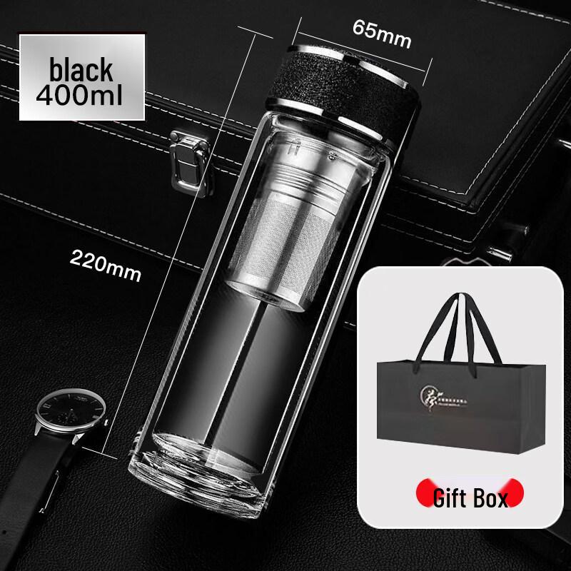 ZISIZ Double Wall Glass Tea Cup with Infuser