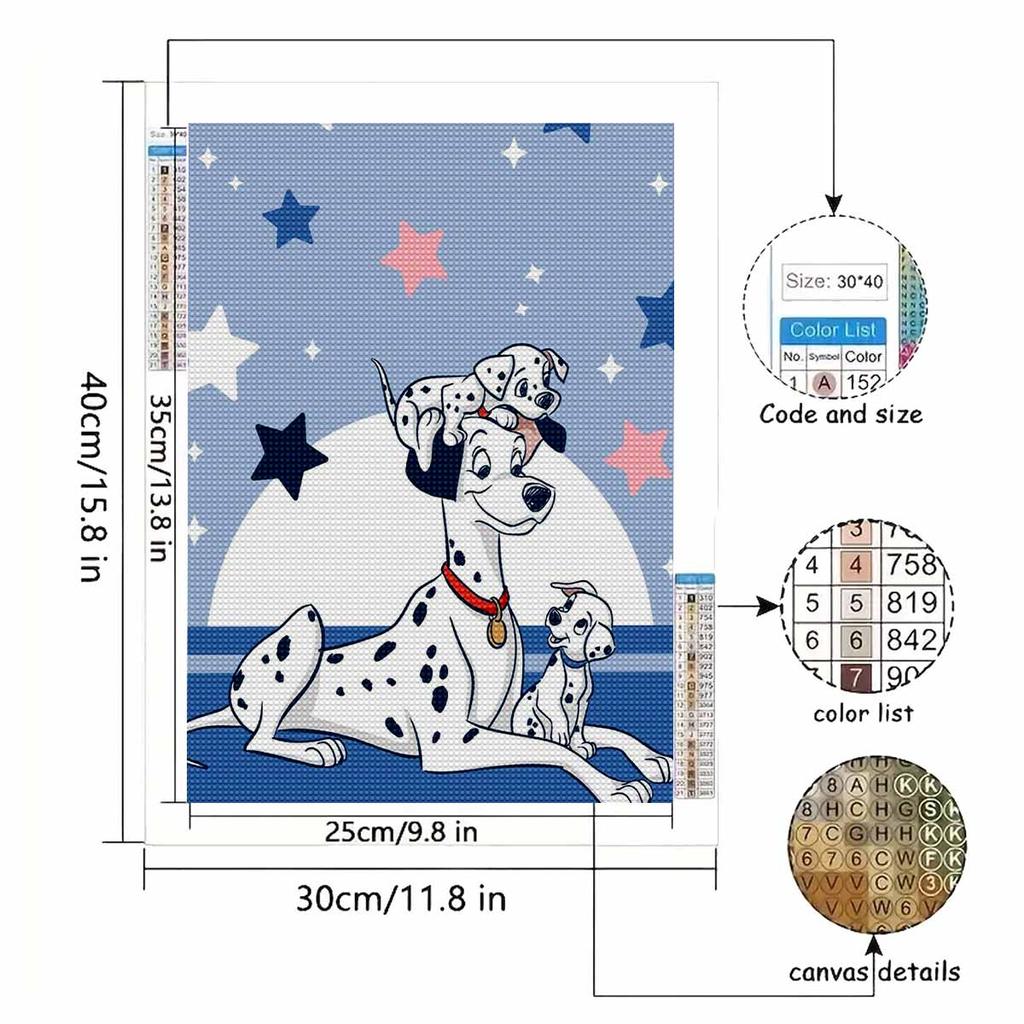 DIY Diamond Painting The Spotted Dog and His Son Cross Stitch Kit Mosaic Art Diamond Painting Full Circle Diamond Home Decoration
