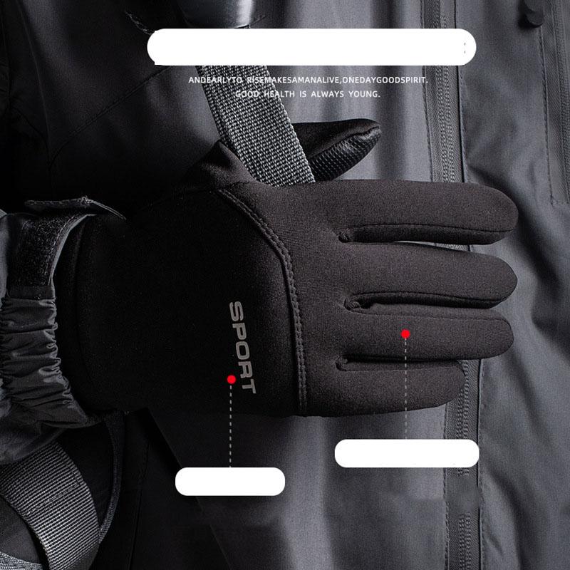 Black Touch Screen Gloves Men's Women's Warm and Plush Windproof Waterproof Anti Slip Cycling Gloves Autumn and Winter