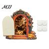 Unique Halloween Shelf Decor Mouse Hole Wall Decoration, Retro Arched Fairy Door with Pumpkin Cute Room Accessories & Flower Decor, Miniature Openable