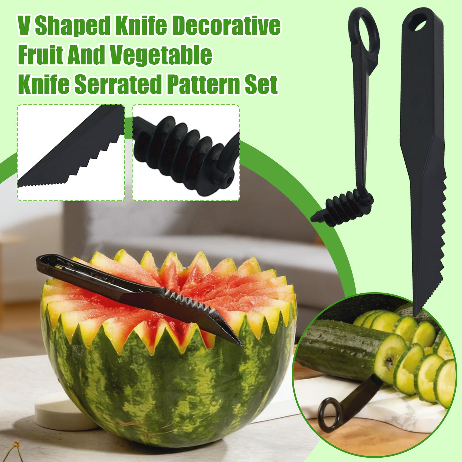 

V Shaped Knife Decorative Fruit And Vegetable Knife Serrated Pattern Set One Size