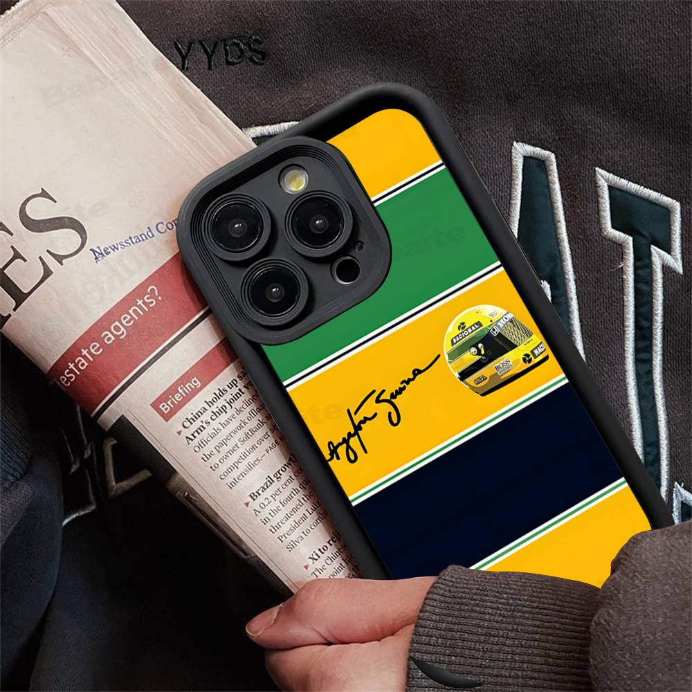 Capa de Celular Ayrton S-Senna H-Capacete F-F1 Racing Para IPhone 17 16 15 14 13 12 11 Pro Max Mini Plus Capa Traseira Macia de TPU