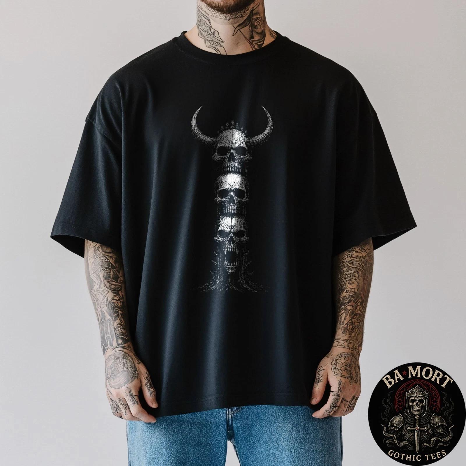 Totem Of Skulls The Tower Of The Damned 100% Cotton T-shirt Mens Tees Top S