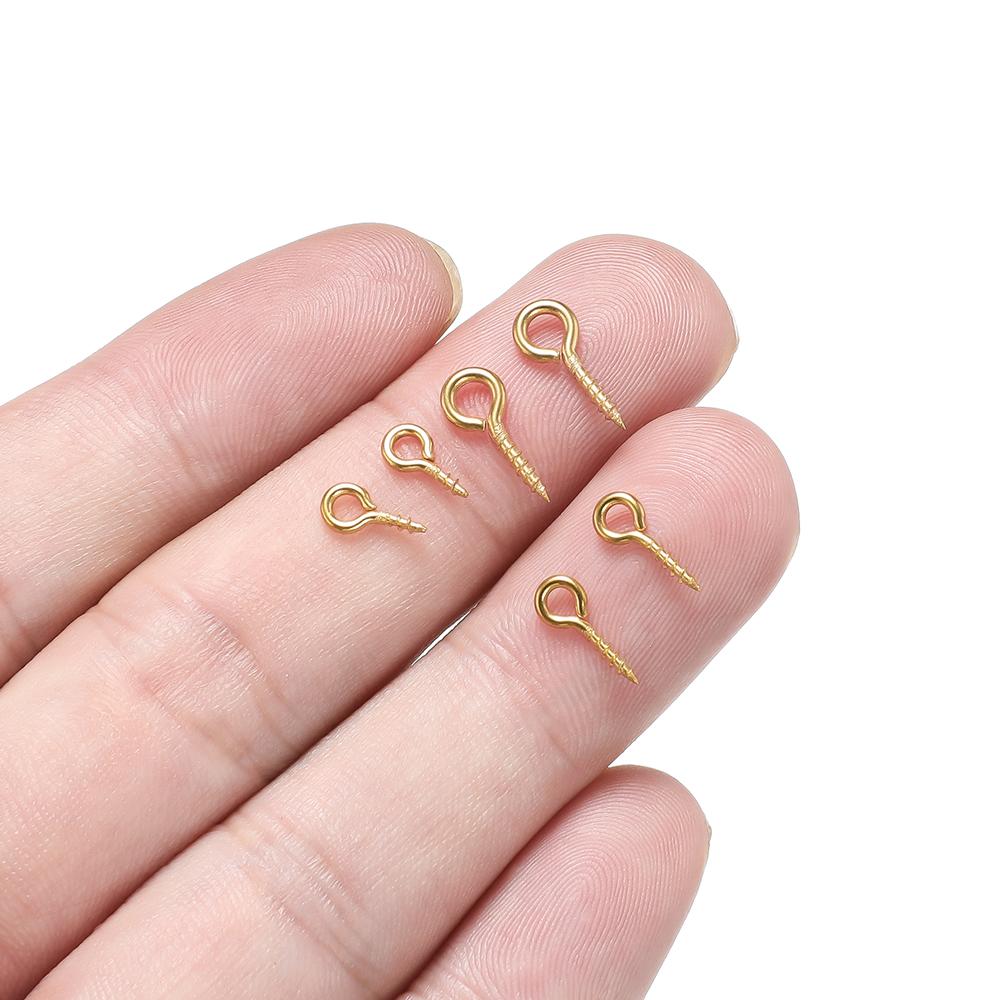 100-50pcs Small Eye Pins Eyepins Hooks Eyelets Screw Threaded Stainless Steel Clasps Hooks DIY Jewelry Findings for Beads Making