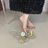 Fashion Versatile Casual Exquisite Flower Sequined Crystal Shoes Women's 2025 Summer New Outer Wear Jelly Shoes Cool Slippers