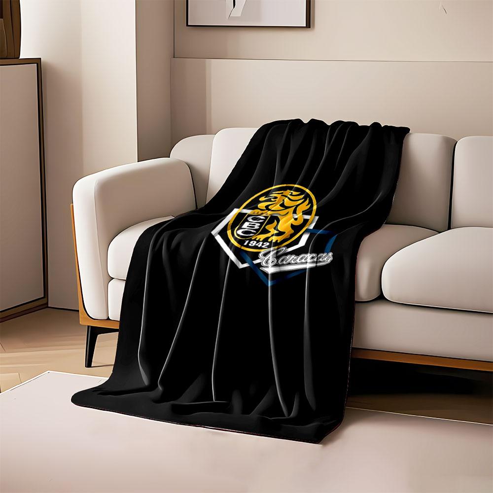 Golden Lion Logo On Black Background Print Blanket Soft and Cozy Perfect for the Living Room Bed Sofa or a Nap,gift
