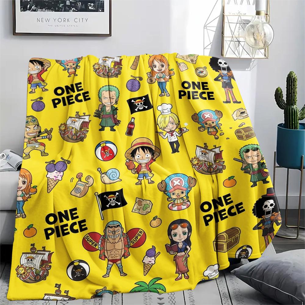 1PC One Piece Poster Patterned Flannel Blanket Suitable For All Seasons For Home Decor Warmth And Comfort Gifts Holiday Present