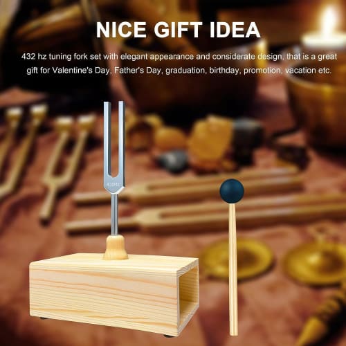 BYSL 432 Hz Tuned Fork Silver & Wood Color Wood + Aluminum Alloy. For Sound Healing, Tuning Fork Resonance Education, Hearing Testing, Meditation, and