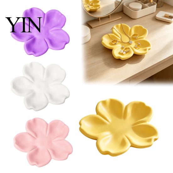 Delicate Desktop Accessory Tray 3D Printed Flower Shaped Jewelry for Rings Necklaces, Decorative Minimalist PLA Storage Plate Organizer, Compact