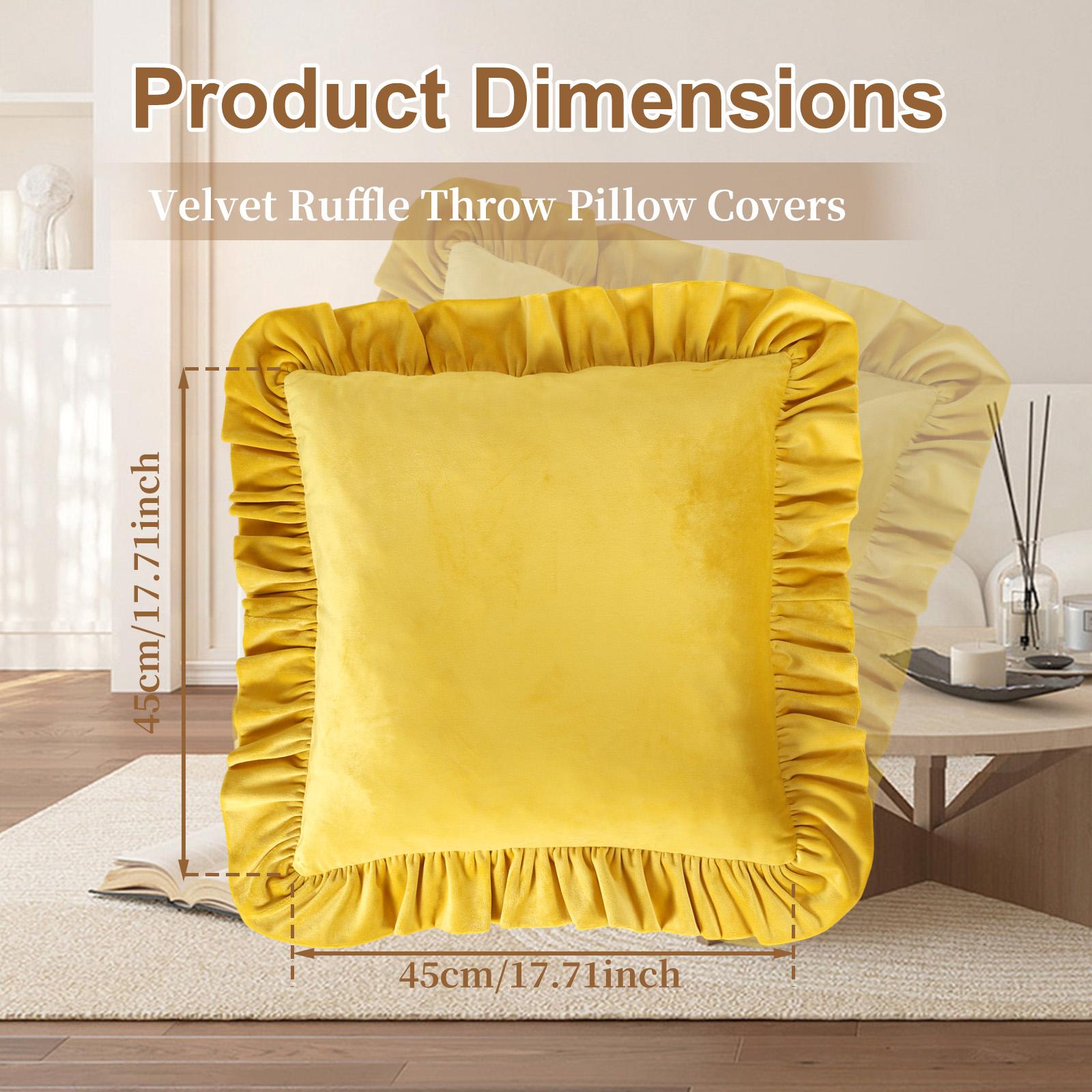 

2Pcs Ruffle Pillowcase Short Plush Sofa Cushion Cover with Zipper 18x18 Inch Skin Friendly Breathable Throw Pillow Cover Bedding