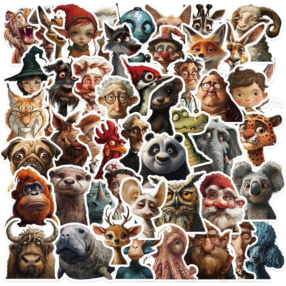 Sada samolepek divoké zvěře: Los, Alpaka, Panda & Lev