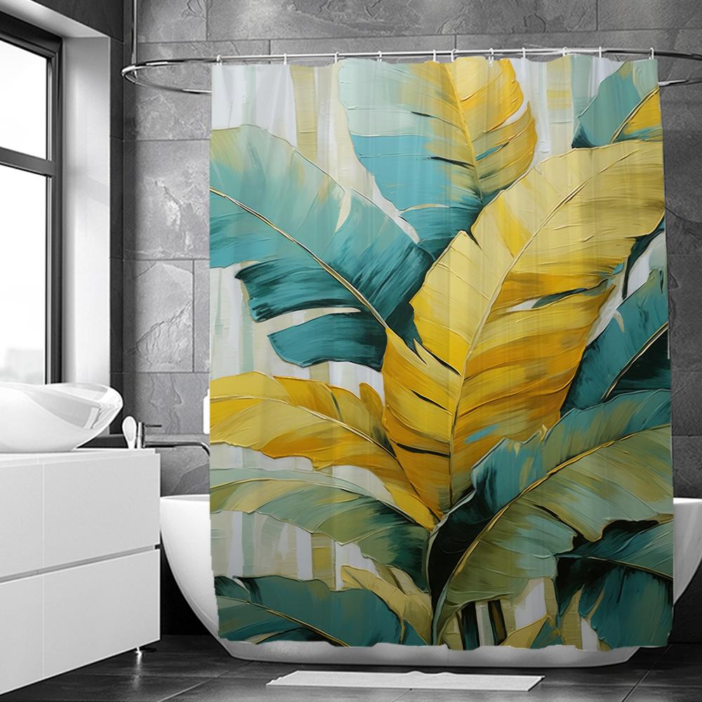 Watercolour Plant Palm Leaf Shower Curtain Print Nordic Minimalist Polyster Bathroom Curtains Home Decor Curtain With Hooks
