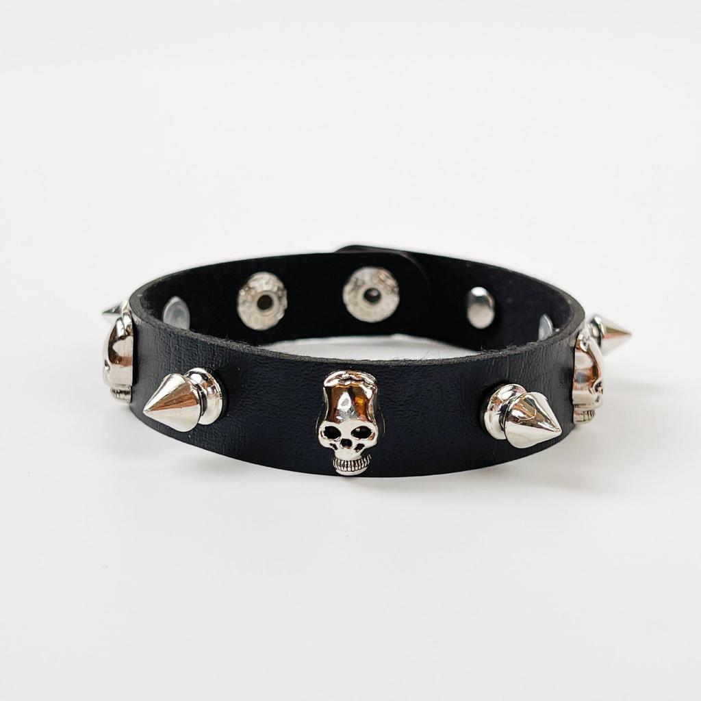 Men's Multilayer Punk Skull Bracelet - Hip-Hop Rivet & Motorcycle Style