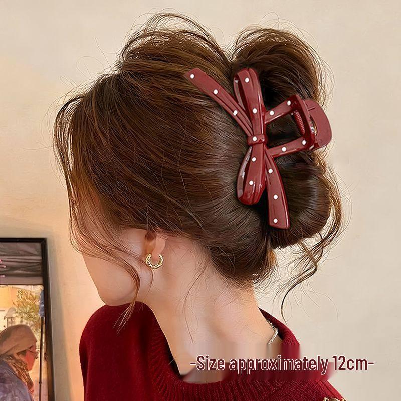 Ankela Women s Red Polka Dot Bow Large Hair Claw Clip - Cute Autumn/Winter Accessory