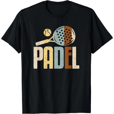 Padel Schläger Tennis Schläger Ball Vintage Farben T-Shirt Lässige Sportbekleidung Streetwear Herrenbekleidung Camisetas