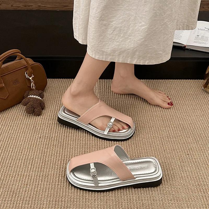 Mode Femmes Ballerines Slipeprs Mules Chaussures Designer 2025 Nouvelles Sandales Slingback Décontractées d'Été Mode Bout Carré Chaussures Femme Zapatillas