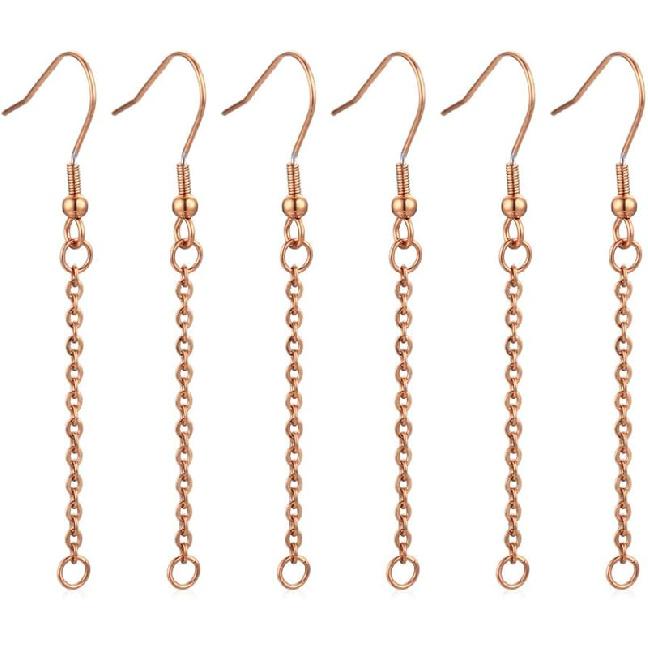 6pcs Earring Hook Extension Cable Earline Fish Hook Extension Chain Connector, Used for DIY Jewelry Production, Low allergenic Jewelry Earring