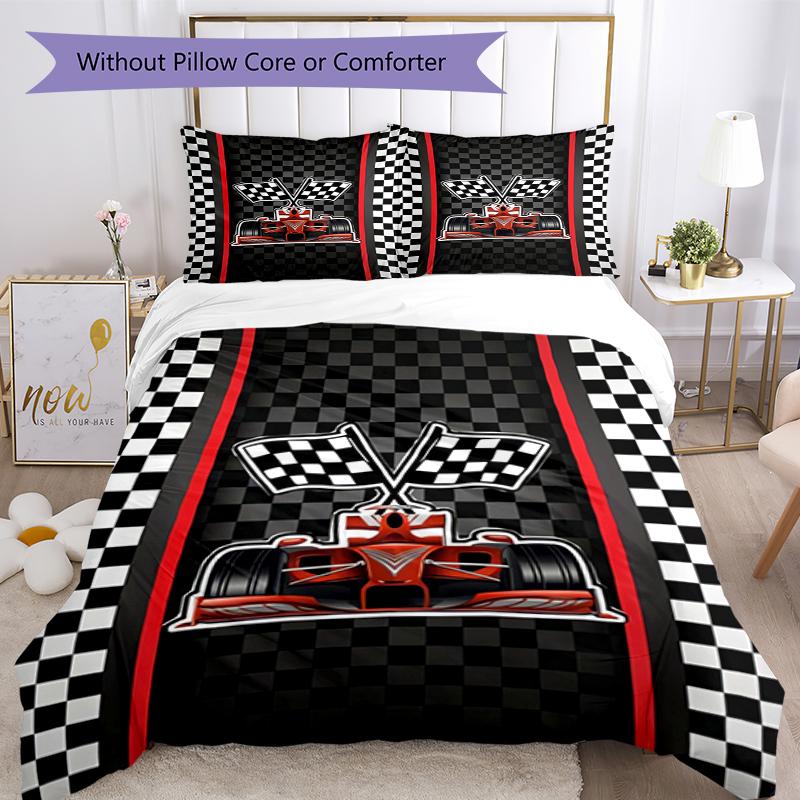 Set Biancheria da Letto da Corsa 3 Pezzi Copripiumino Chiusura Include 1 Copripiumino e 2 Federe, Morbido e Confortevole per Tutte le Stagioni.