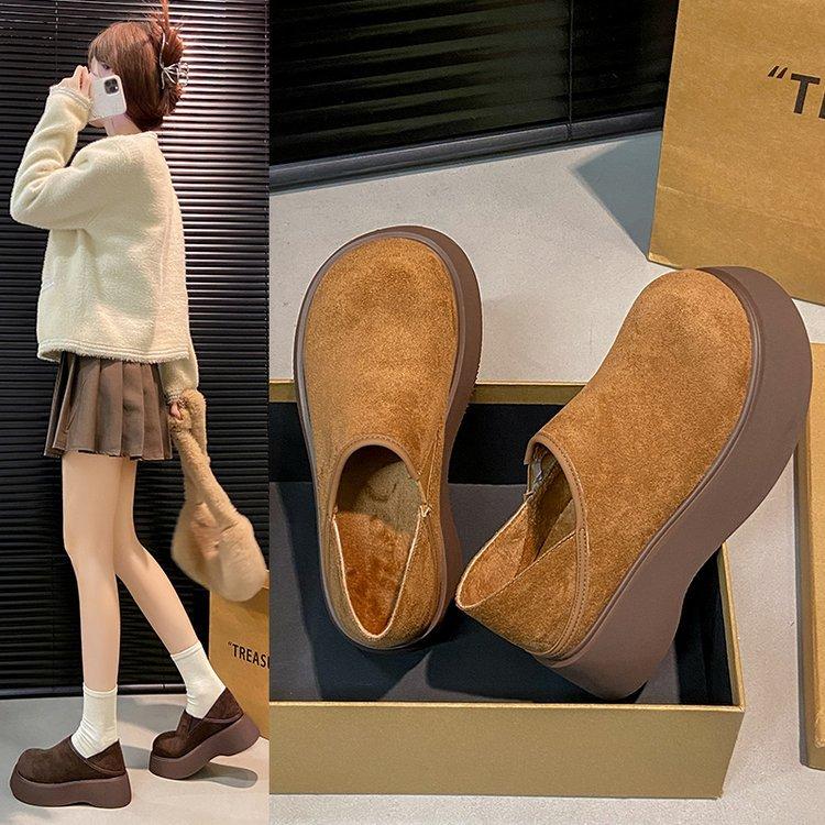 

[Youshilai] Retro heightening platform Boken single shoes women s 2025 new spring one-pedal loafers 35