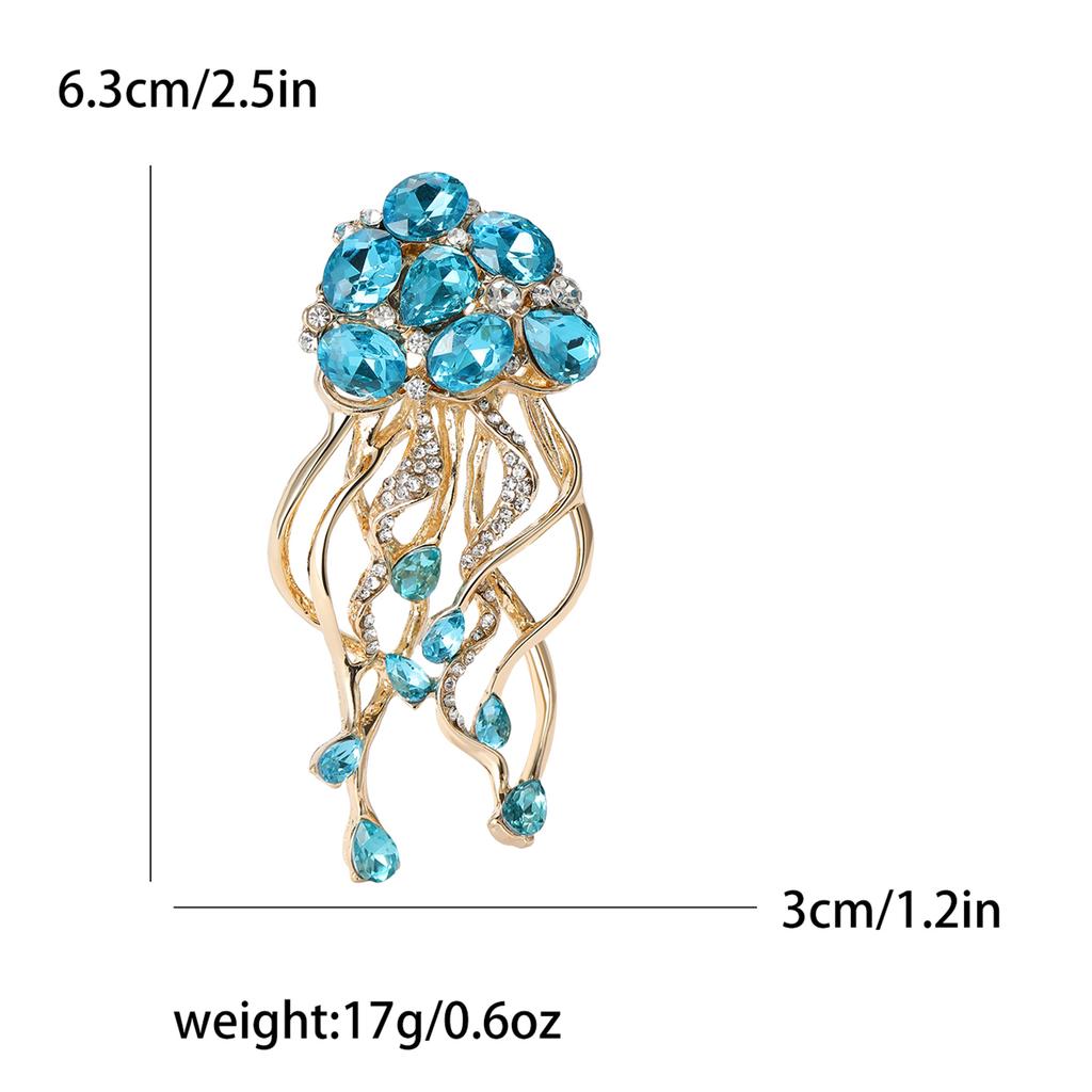 Rhinestone Sea Life Brooches for Women Unisex Glass Animal Pins Banquet Party Backpack Gifts Jewelry Accessories