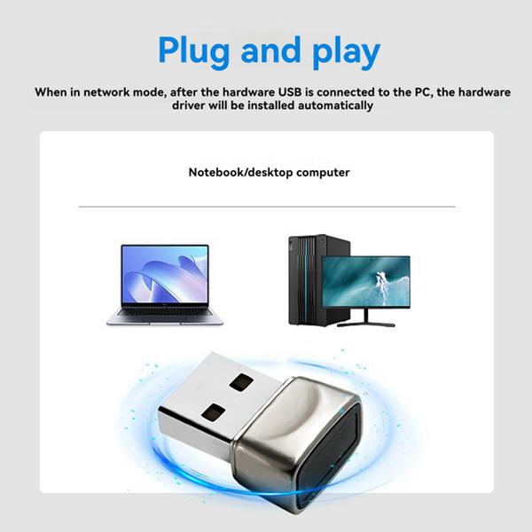Silver Aluminum Alloy USB Fingerprint Login Device - Driver-Free, Plug and Play.