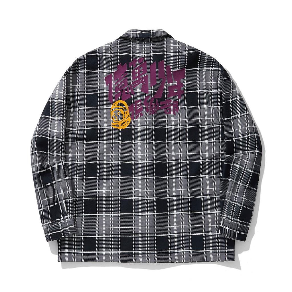 Li Ning X Billionaire Boys Club Collaboration Daily Prosperity Series Chinese Knot Dragon Year Pattern Plaid Long Sleeve Shirt Men Shirts ASHU449-1