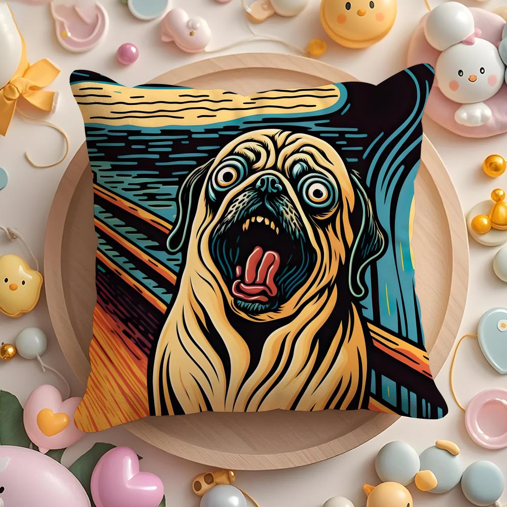 Edvard Munch The Scream Abstract Cushion Cover Plush Fabric Soft Double-Sided Printed Sofa Warm Winter Home Gift Pillow Cover