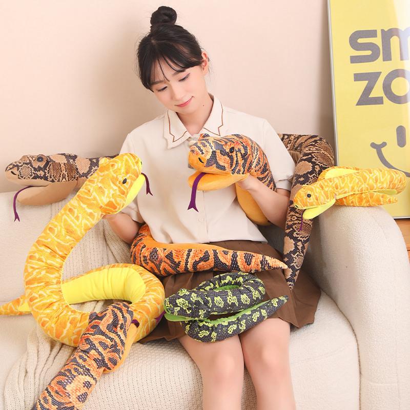 Creative simulation python hand puppet plush toy doll golden python doll boy trick funny rag doll